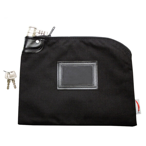 Locking Bank Bag 1000 Denier Nylon Combo Lock with Key 2 Black Front