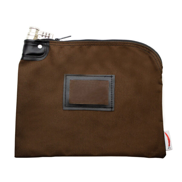 Locking Bank Bag 1000 Denier Nylon Combo Lock Brown Front