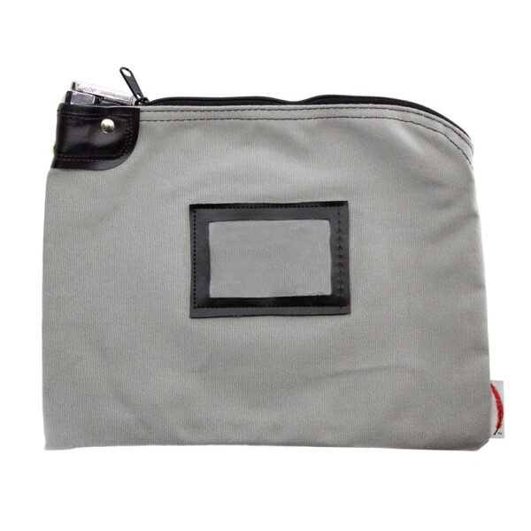 Locking Bank Bag 9x12 Canvas Gray Front