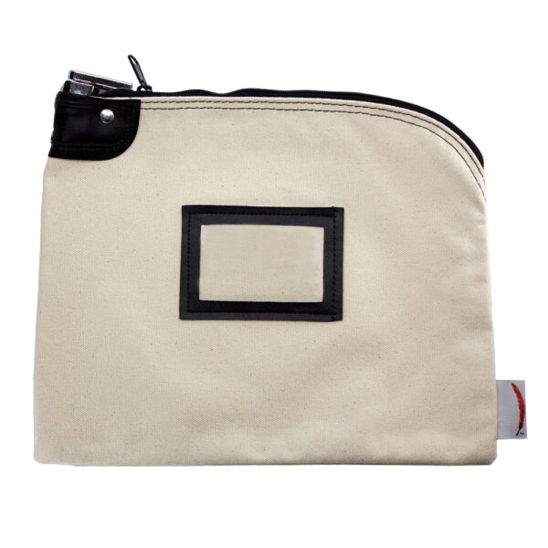 Locking Bank Bag 9x12 Canvas White Front